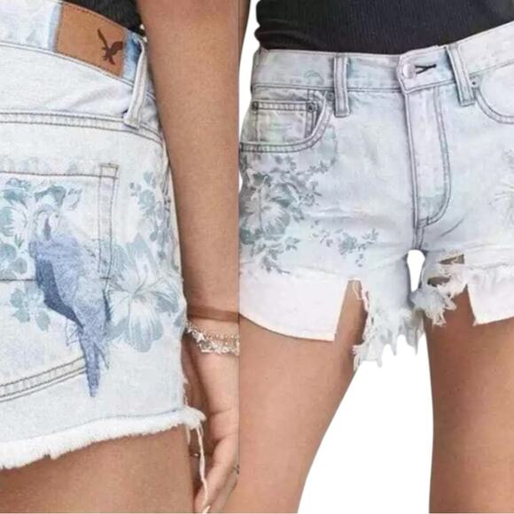 American Eagle NWT 59.00 Embroidered Vintage High Rise Festival Shorts Size 2 - Picture 10 of 10